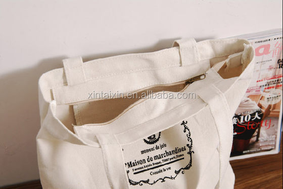Ekologiczna płócienna torba na zakupy wielokrotnego użytku, damska torebka na bawełniany zamek błyskawiczny