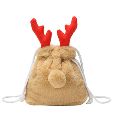 Luksusowa świąteczna torba ze sznurkiem Zimowa puszysta torebka z poroża renifera