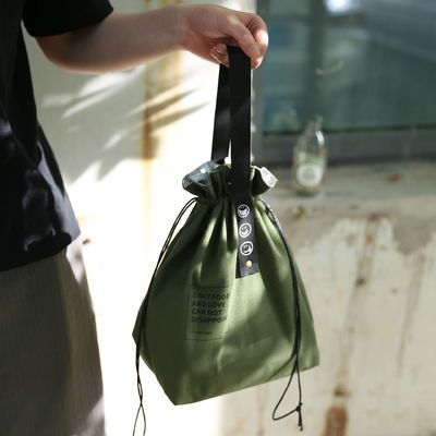 Dostosowana izolowana torba bento z szerokim otworem płócienna torba na lunch ze sznurkiem