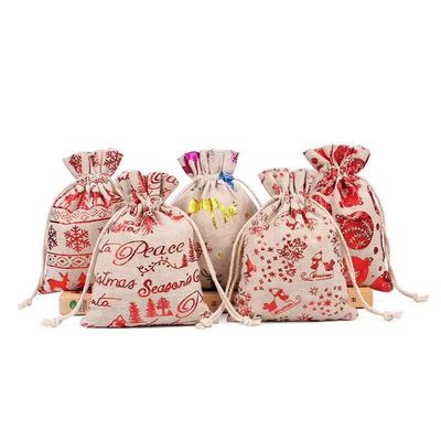 Świąteczna torba jutowa ze sznurkiem jutowym Plecak Candy Pouch Torby OEM