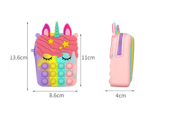 Fidget Push Bubbles Toy Tęczowy Jednorożec Portmonetka Portfel Damski Krzemionkowa Torba Crossbody