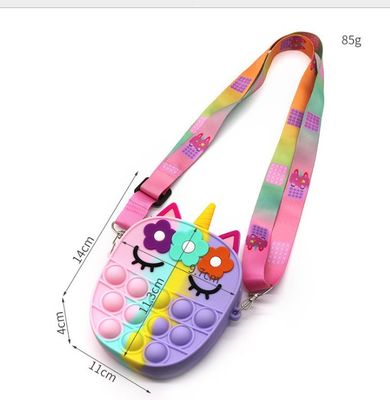 Fidget Push Bubbles Toy Tęczowy Jednorożec Portmonetka Portfel Damski Krzemionkowa Torba Crossbody