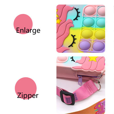 Fidget Push Bubbles Toy Tęczowy Jednorożec Portmonetka Portfel Damski Krzemionkowa Torba Crossbody