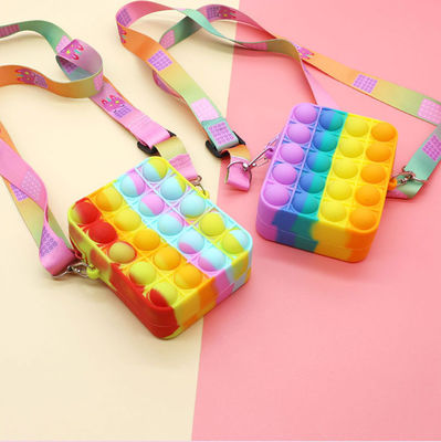 Fidget Push Bubbles Toy Tęczowy Jednorożec Portmonetka Portfel Damski Krzemionkowa Torba Crossbody