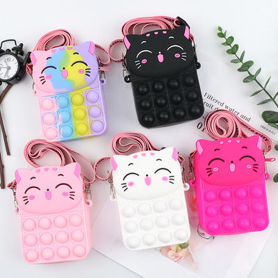 Fidget Push Bubbles Toy Tęczowy Jednorożec Portmonetka Portfel Damski Krzemionkowa Torba Crossbody
