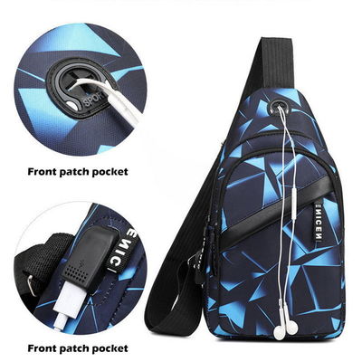Męska torba na klatkę piersiową z zabezpieczeniem przed kradzieżą, krótka podróż, posłańcy, torby USB do ładowania Crossbody
