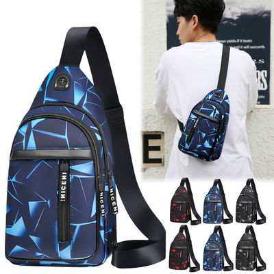 Męska torba na klatkę piersiową z zabezpieczeniem przed kradzieżą, krótka podróż, posłańcy, torby USB do ładowania Crossbody