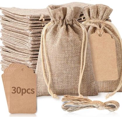 Torby 3 &quot;x 4&quot; ze sznurkiem, woreczki ślubne Hessian Linen, woreczki na biżuterię torby jutowe