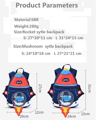 Rocket Shape SBR Plecak dziecięcy 3D Neoprenowa torba edukacyjna 31 * 24 * 15 cm