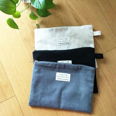 Dostosuj czarne płaskie płócienne etui na iPada wielokrotnego użytku ECO Free Small Cotton Pocket