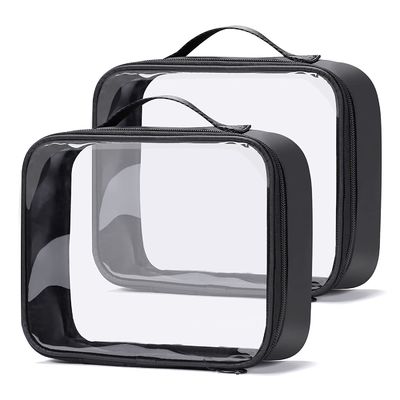 Przezroczysta kosmetyczka, 2 szt. Kosmetyczka Duża kosmetyczka do podróży lotniczych Quart Size PVC Travel kosmetyczka dla kobiet mężczyzn