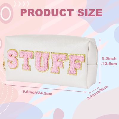 Torba na przybory do makijażu z zamkiem błyskawicznym Clover Chenille Letter Wodoodporny organizer podróżny Walentynki Torba