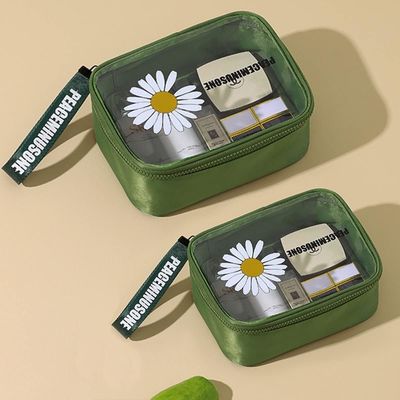 Daisy Przezroczysta Kosmetyczna Wodoodporna Torba Podróżna Do Makijażu PCV Zielona Dla Kobiet Mężczyzn