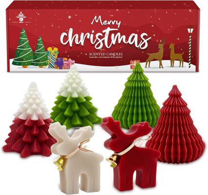 Świąteczne zapachowe świece Set prezentów Łosi i choinka w kształcie ręcznie robiony wosk sojowy Xmas Aromaterapia świeca