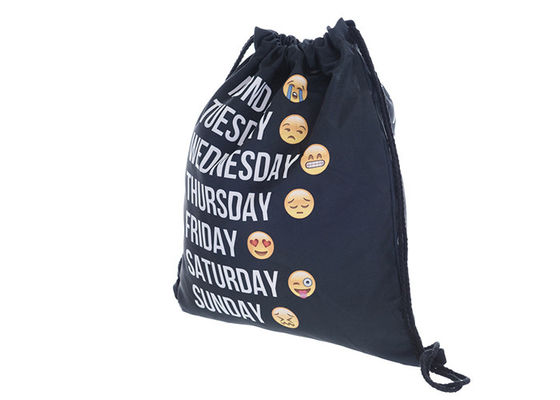 Plecak Emoji z nadrukiem w kolorze czarnym, nadrukowane torby ze sznurkiem z Twoim wzorem