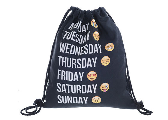 Plecak Emoji z nadrukiem w kolorze czarnym, nadrukowane torby ze sznurkiem z Twoim wzorem